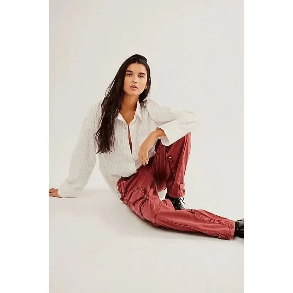 Free People Can't Compare Slouch Pants Cargo Zipper Pockets Jasper M Imperfect
